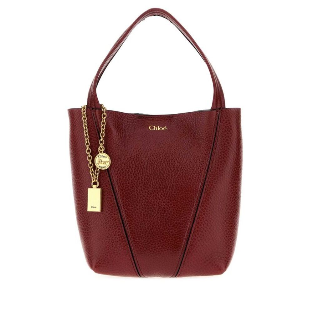 Chloe Women Tiziano Red Leather Small Spin Shopping Bag